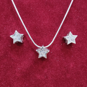 925 silver star shape chain pendant set