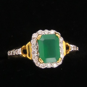Gold Emerald Stone Ring For Women KJ-R16