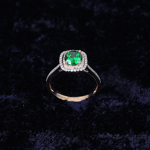 Gold panna stone with cz ring