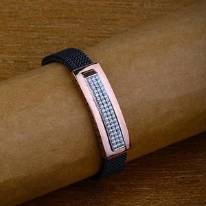 Rose Gold Gents Leather Brasclet RH-RSB45