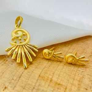 22k Gold Plain Classy Pendant Set