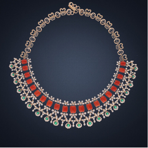 18kt gold color stone diamond necklace set