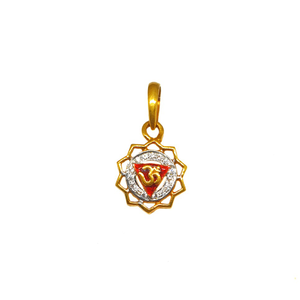 22K Gold Round Shaped Om Pendant MGA - PDG003