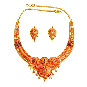 916 Gold Round Shaped Geru Polish Necklace Se