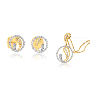 22k gold cz circular pendant set