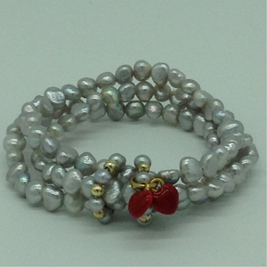 Grey kudkal baroque pearls 3 layers elasti