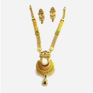 22KT Gold Antique Bridal Long Necklace Set RH