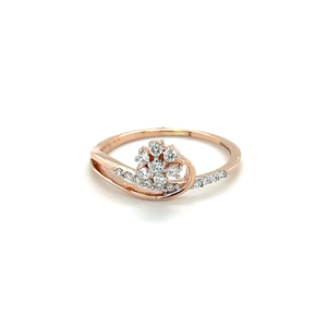 14k Rose Gold and Diamond Flower Ring with Tw