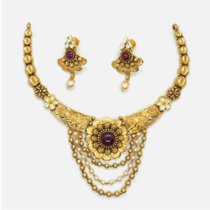 916 Gold Antique Bridal Jewellery Set RHJ-494