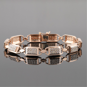 18kt square shaped diamond men's bracelet