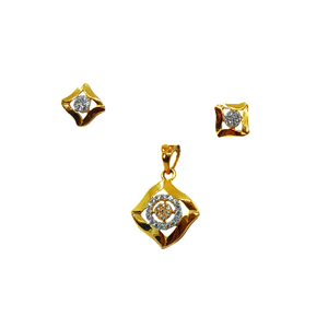Square design diamond pendant set in 22k gold