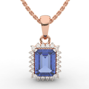 Shapphire Emerald Lab Grown Diamond Halo Neck