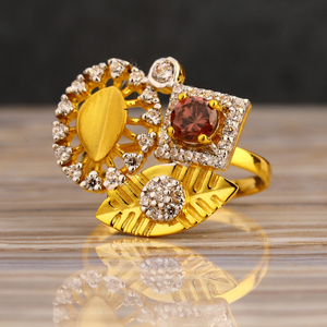 22kt gold cz women's fancy hallmark long ring