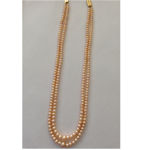 Orange Flat Graded Pearls Necklace 2 Layers J