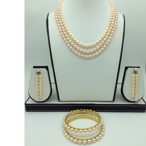 Freshwater Peach Oval&nbsp;3&nbsp;Lines Pearls&nbsp;Full 