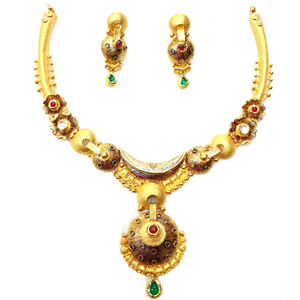 916 gold antique necklace set mga - gn025