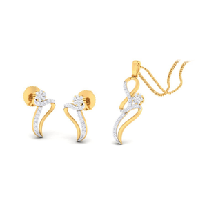 22k gold cz twisted pendant set