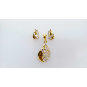 Casual 916 Gold Ladies Pendant With Earrings