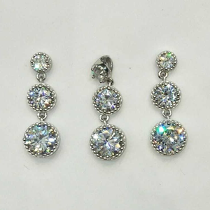 925 Sterling Silver  Rose Pendant Set