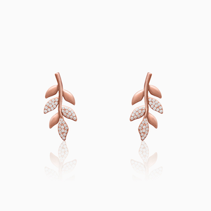 Matte rose gold twig earrings