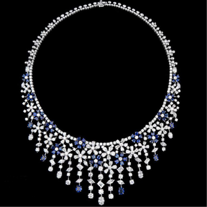Diamonds and blue sapphires necklace jsj0144