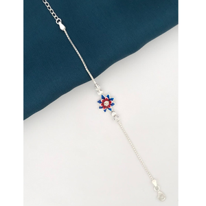 925 silver flower design rakhi