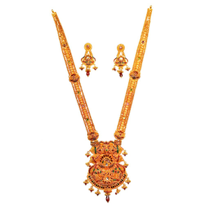 22kt Gold Rajwadi Meenakari Necklace Set MGA 