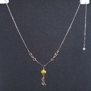 92.5 silver necklace micro chain flower piece