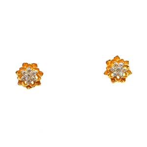 18k gold flower shaped earrings mga - btg0362