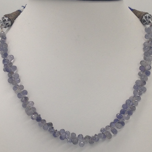 Natural blue iolite faceted drops mala JSS003