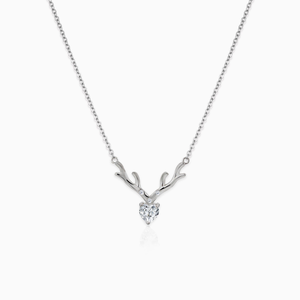 Silver deer heart necklace