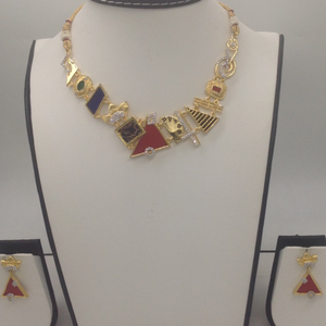 White CZ Stones with Enamel Motif Necklace Se