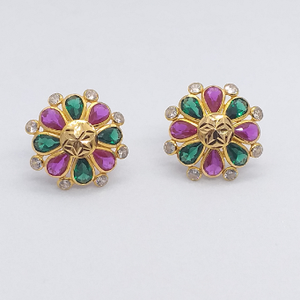 18k gold color stone earring