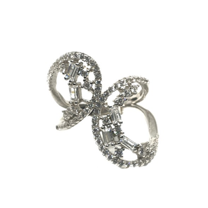 925 Sterling Silver CZ Diamond Cut Ring MGA -