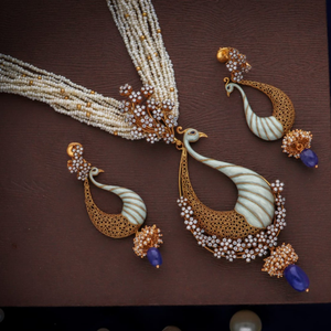 916 gold Designer Peacock Design Necklace Set