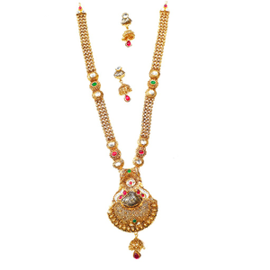 916 gold antique rajwadi necklace with earrin