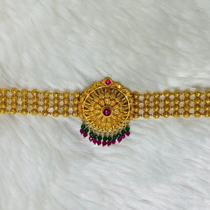 22K Gold Designer Colorful Short Necklace