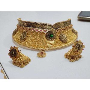 916 Gold Antique Jadtar Choker Necklace