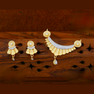 916 gold cz mangalsutra pendant set