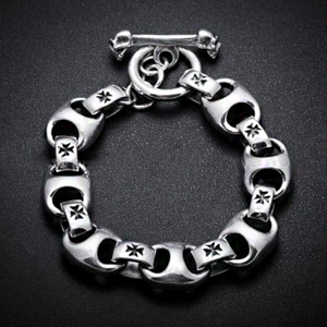 18 Kt White Gold Link Toggle Lock Men's Brace