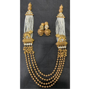 22K Gold Rajwadi Elephant Design Long Necklac
