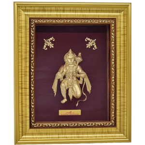 Shree Hanumanji Maharaj Frame In 24K Gold Lea