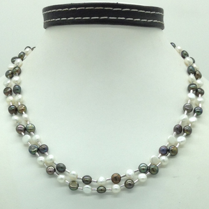 black and white button pearls pipe necklace