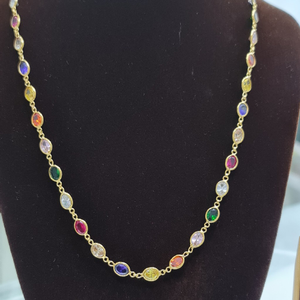 18 KT Gold Multi Color Stone chain