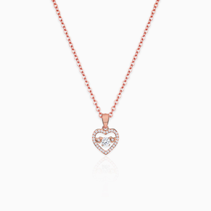 Rose gold love heart pendant with link chain