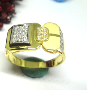 916 gold cz diamond braod shape gents ring