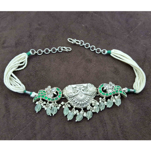925 Sterling silver peacock kundan stone gree