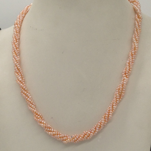 Orange seed pearls 4 layers twisted necklace