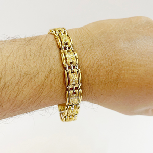 18 Kt Gold Cubic Zircon Bracelet Bangle Lock 