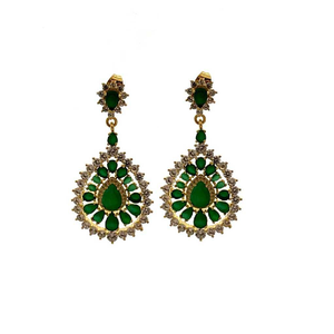925 Sterling Silver Fancy Green Stone Earring